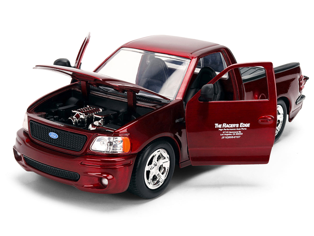 Ford F-150 SVT Lightning Pickup Truck Red Color Brush Finish 'The Fast and the Furious' (2001) Movie '25 Years of Fast & Furious' Series 1/24 Diecast Model Car by Jada