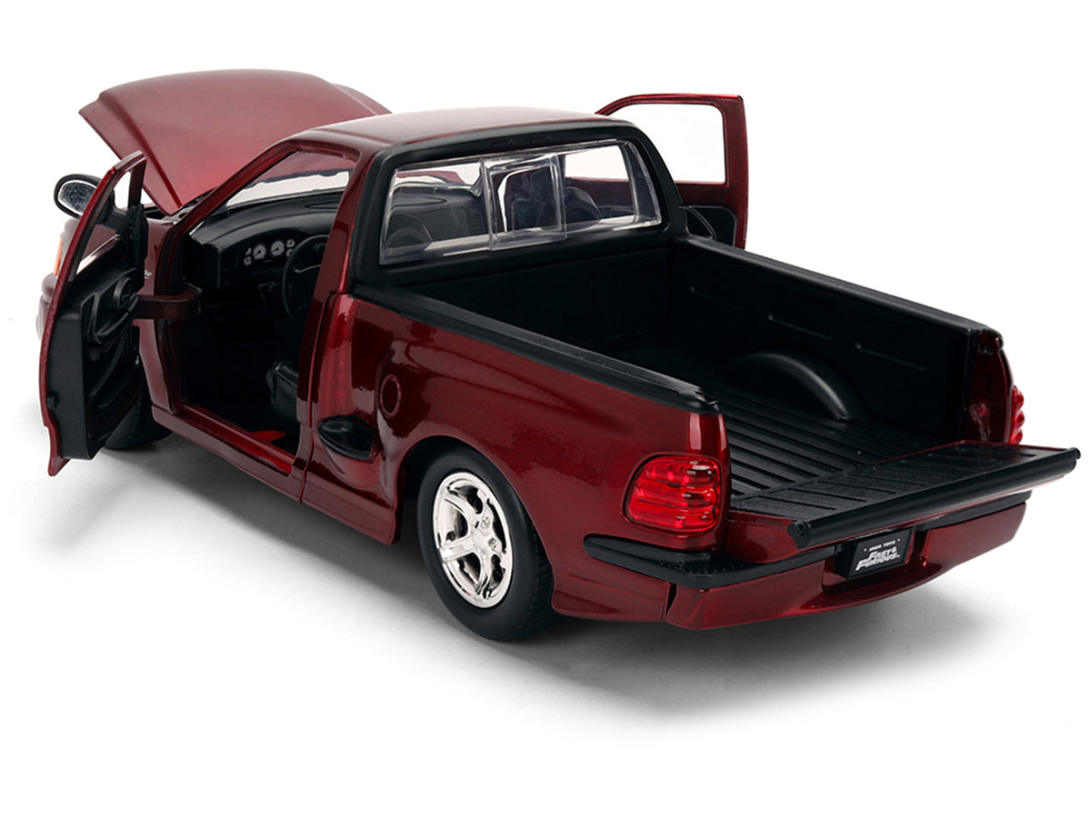 Ford F-150 SVT Lightning Pickup Truck Red Color Brush Finish 'The Fast and the Furious' (2001) Movie '25 Years of Fast & Furious' Series 1/24 Diecast Model Car by Jada