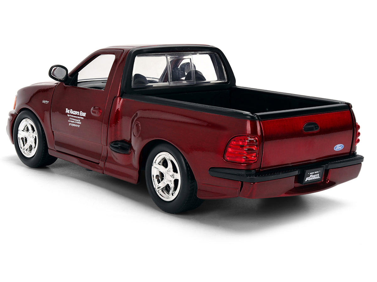 Ford F-150 SVT Lightning Pickup Truck Red Color Brush Finish 'The Fast and the Furious' (2001) Movie '25 Years of Fast & Furious' Series 1/24 Diecast Model Car by Jada