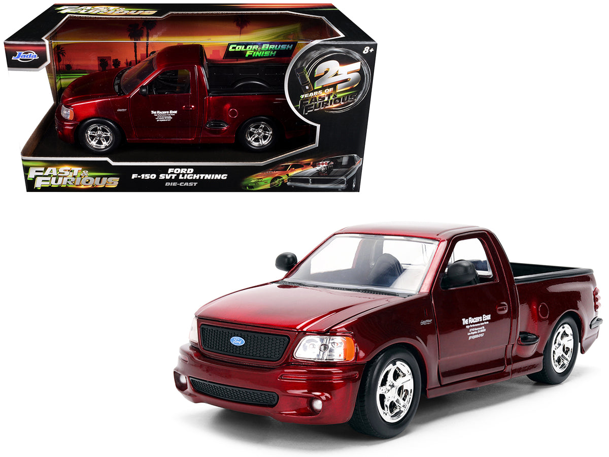 Ford F-150 SVT Lightning Pickup Truck Red Color Brush Finish 'The Fast and the Furious' (2001) Movie '25 Years of Fast & Furious' Series 1/24 Diecast Model Car by Jada