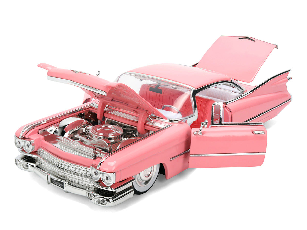 1959 Cadillac Coupe DeVille Pink with Pink and White Interior 'Showroom Floor' Series 1/24 Diecast Model Car by Jada