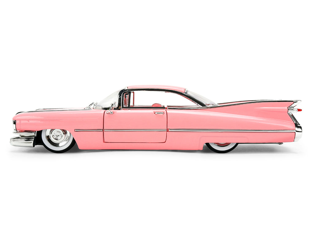 1959 Cadillac Coupe DeVille Pink with Pink and White Interior 'Showroom Floor' Series 1/24 Diecast Model Car by Jada