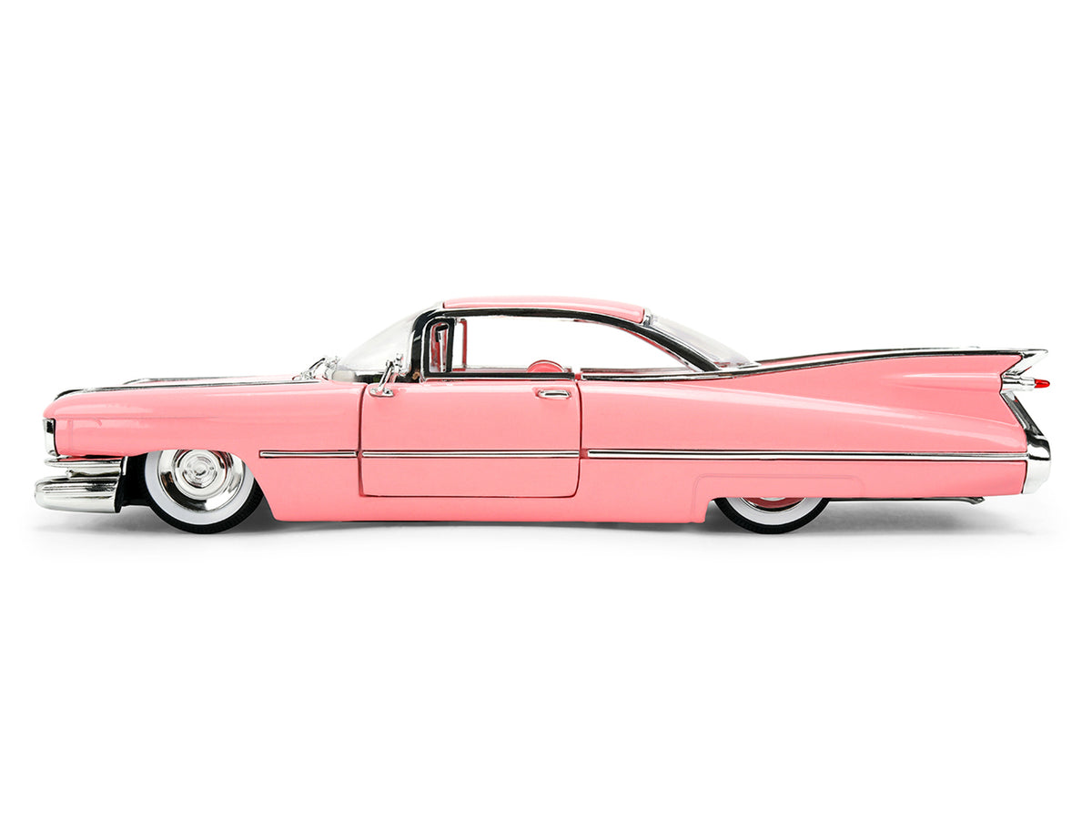 1959 Cadillac Coupe DeVille Pink with Pink and White Interior 'Showroom Floor' Series 1/24 Diecast Model Car by Jada