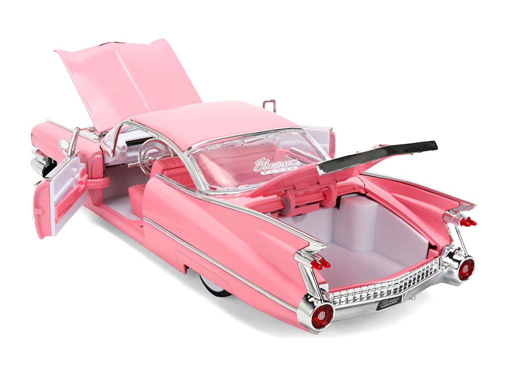 1959 Cadillac Coupe DeVille Pink with Pink and White Interior 'Showroom Floor' Series 1/24 Diecast Model Car by Jada