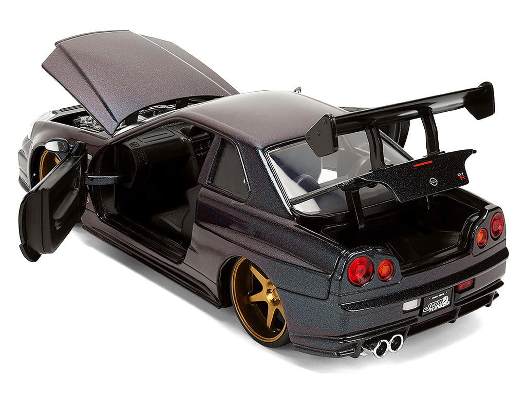 1999 Nissan Skyline GT-R (R34) RHD (Right Hand Drive) Magic Purple Metallic 'JDM Tuners' Series 1/24 Diecast Car Model by Jada