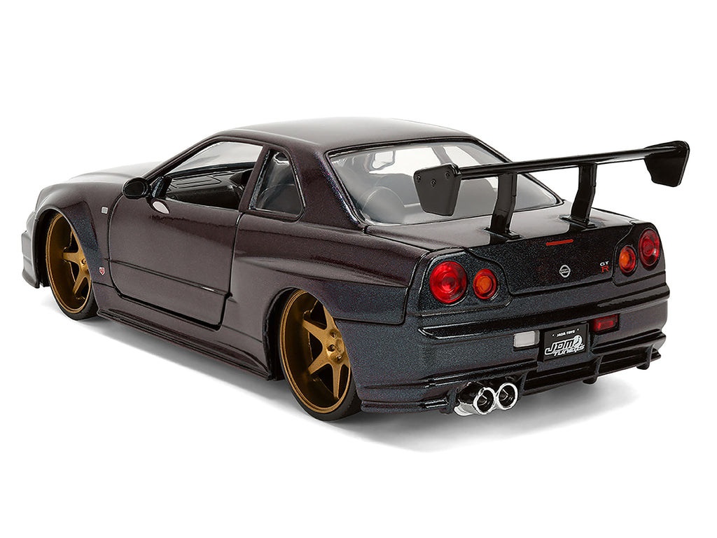 1999 Nissan Skyline GT-R (R34) RHD (Right Hand Drive) Magic Purple Metallic 'JDM Tuners' Series 1/24 Diecast Car Model by Jada