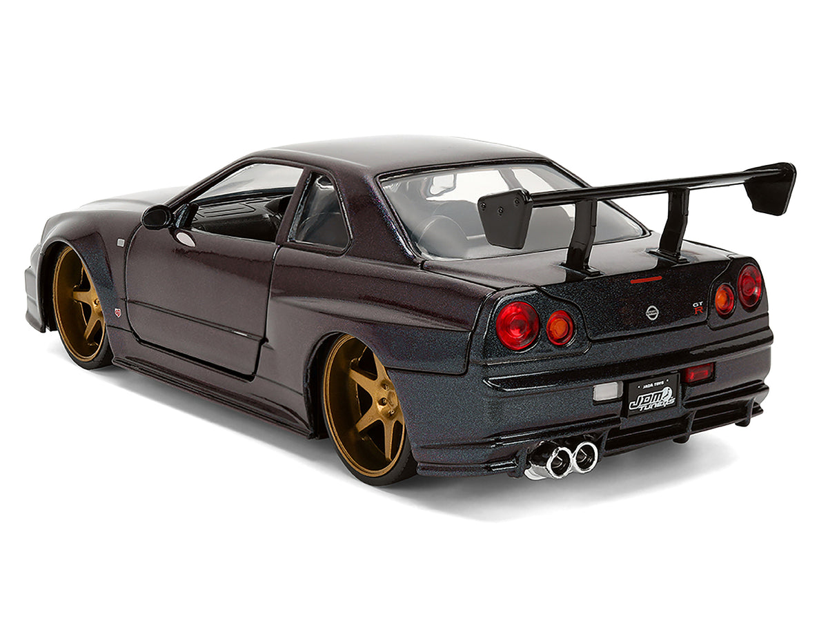 1999 Nissan Skyline GT-R (R34) RHD (Right Hand Drive) Magic Purple Metallic 'JDM Tuners' Series 1/24 Diecast Car Model by Jada