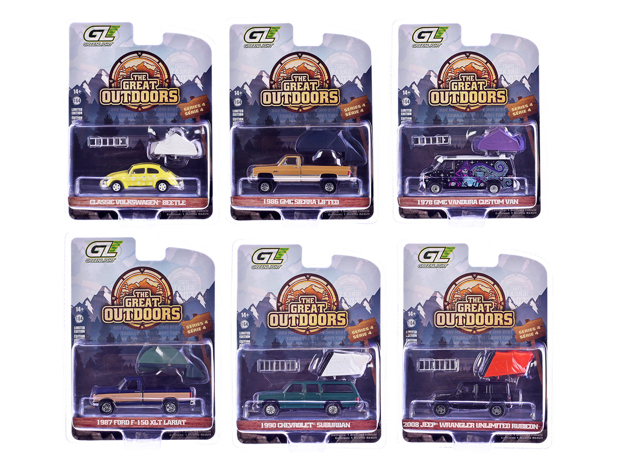 'The Great Outdoors' Series 4 Set of 6 pieces 1/64 Diecast Model Cars by Greenlight