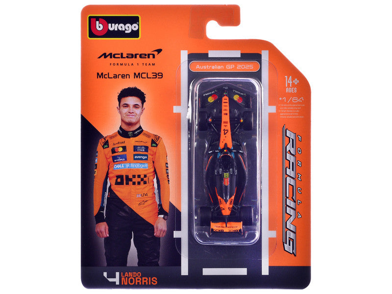 McLaren MCL39 #4 Lando Norris Winner Formula One F1 'Australian GP' (2025) 'Formula Racing' Series 1/64 Diecast Model Car by Bburago
