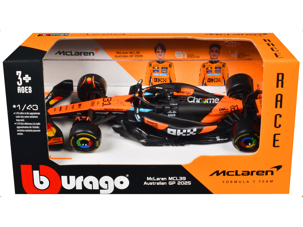 McLaren MCL39 #81 Oscar Piastri 'OKX' Formula One F1 'Australian GP' (2025) 'Race' Series 1/43 Diecast Model Car by Bburago
