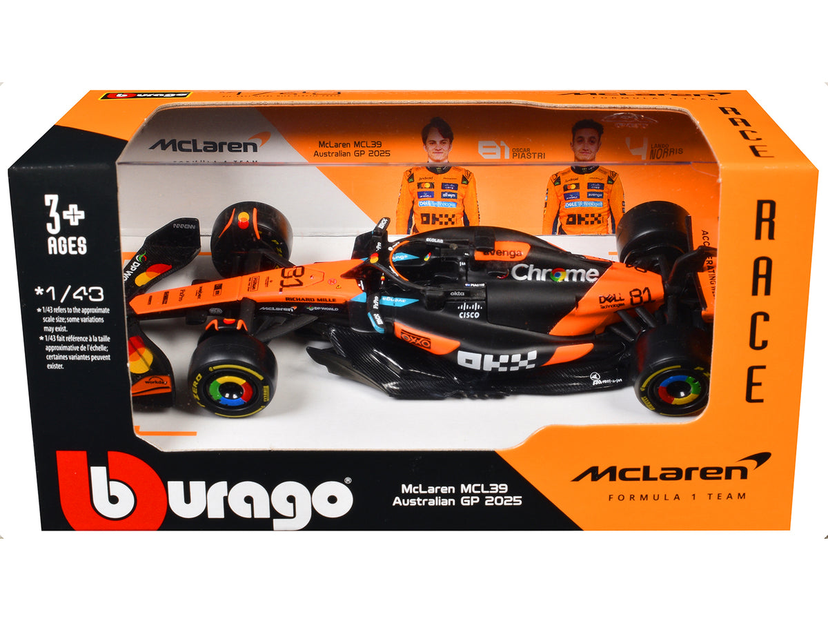 McLaren MCL39 #81 Oscar Piastri 'OKX' Formula One F1 'Australian GP' (2025) 'Race' Series 1/43 Diecast Model Car by Bburago