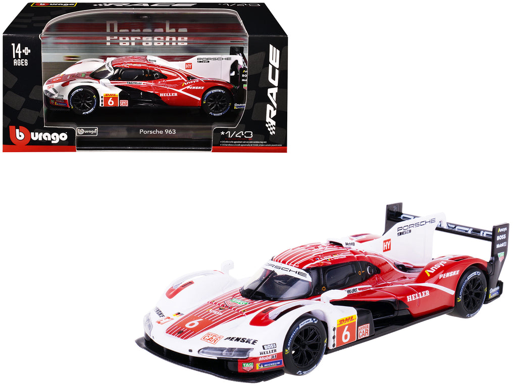 Porsche 963 #6 Kevin Estre - Andre Lotterer - Laurens Vanthoor 'Porsche Penske Motorsport' Drivers' Winner 'FIA World Endurance Championship' (2024) with Display Case 'Race' Series 1/43 Diecast Model Car by Bburago