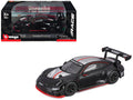 Porsche 911 GT3 R Black with Silver Top and Hood and Red Stripes 'Race' Series 1/43 Diecast Model Car by Bburago