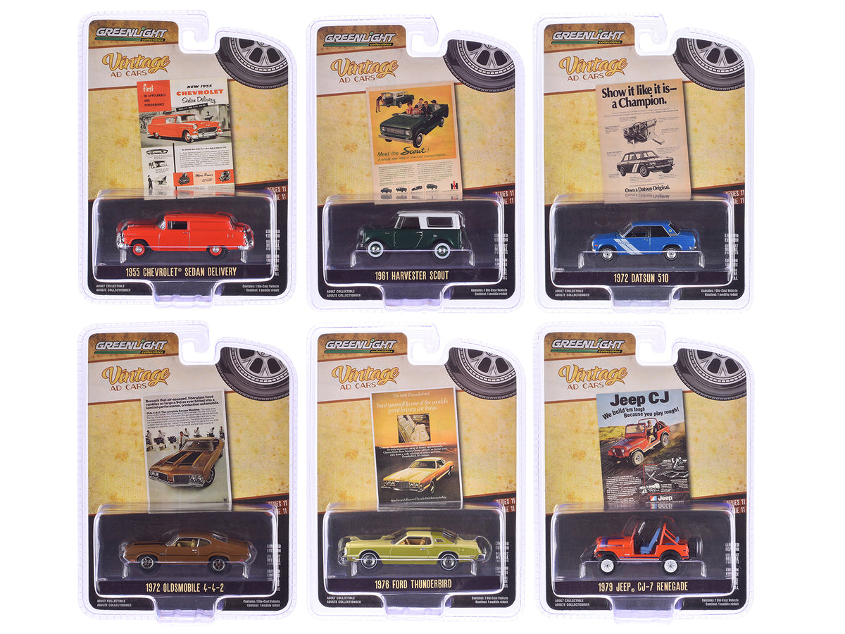 'Vintage Ad Cars' Series 11 Set of 6 pieces 1/64 Diecast Model Cars by Greenlight