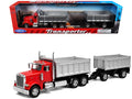 Peterbilt 379 Dump Truck Red with Gray Double Dump Trailer 'Transporter' Series 1/32 Diecast Model by Welly