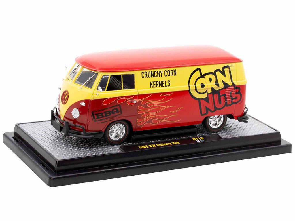 1960 Volkswagen Delivery Van Red and Yellow 'Corn Nuts BBQ' Limited Edition to 6250 pieces Worldwide 1/24 Diecast Model Car by M2 Machines