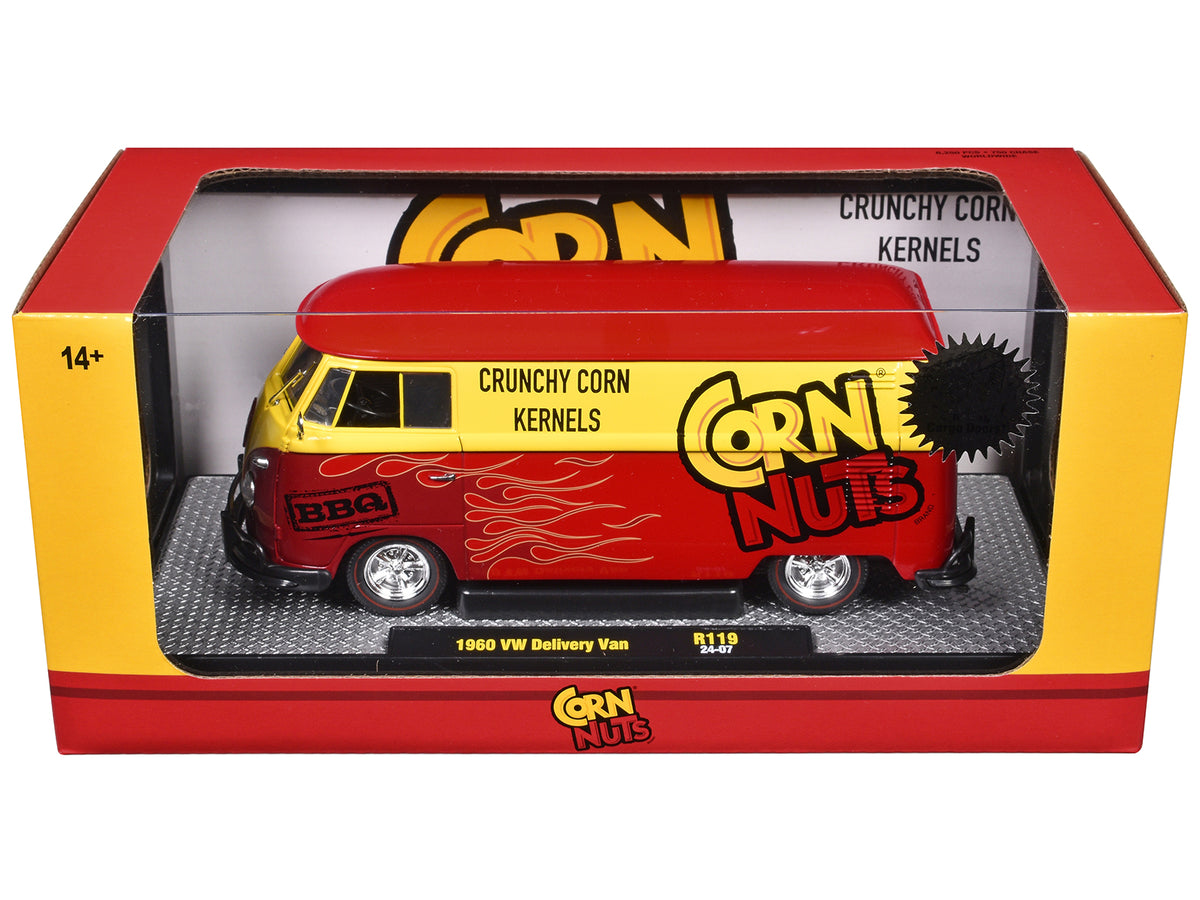 1960 Volkswagen Delivery Van Red and Yellow 'Corn Nuts BBQ' Limited Edition to 6250 pieces Worldwide 1/24 Diecast Model Car by M2 Machines