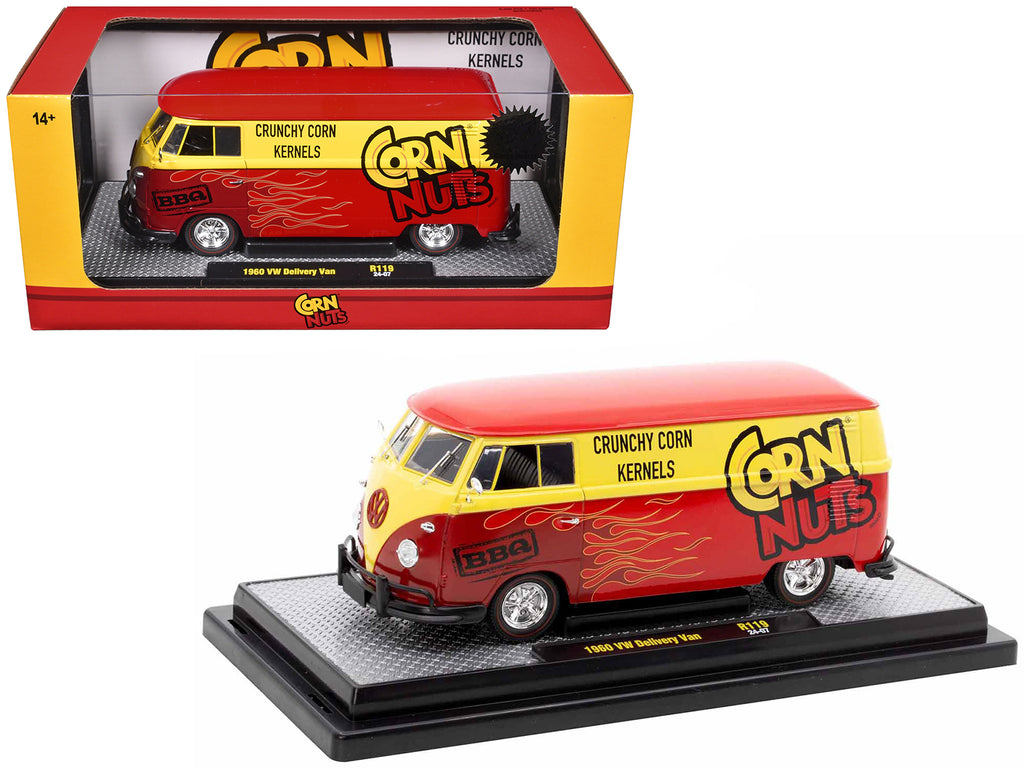 1960 Volkswagen Delivery Van Red and Yellow 'Corn Nuts BBQ' Limited Edition to 6250 pieces Worldwide 1/24 Diecast Model Car by M2 Machines