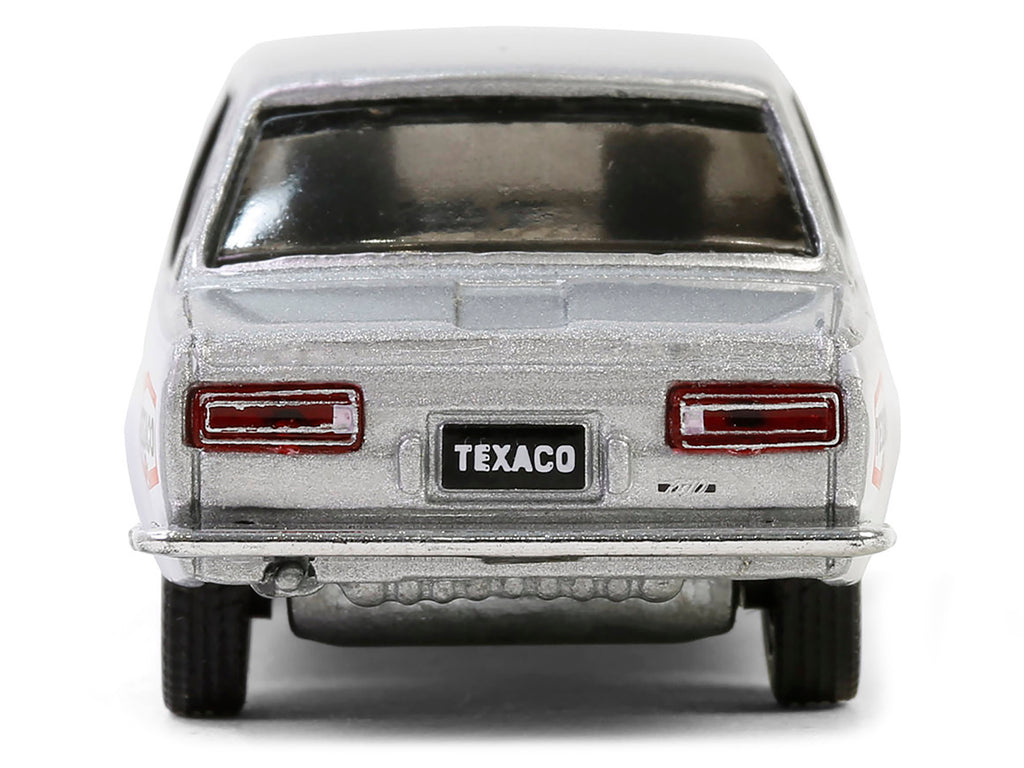 1970 Nissan Datsun 510 #28 'Texaco' Silver Metallic and White with Red Stripes 'Texaco Special Edition' Series 1 1/64 Diecast Model Car by Greenlight