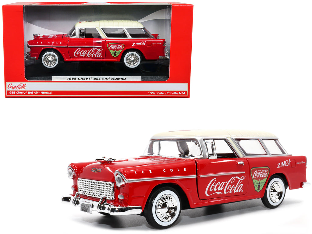 1955 Chevrolet Bel Air Nomad Red with White Top 'Coca-Cola' 1/24 Diecast Model Car by Motor City Classics