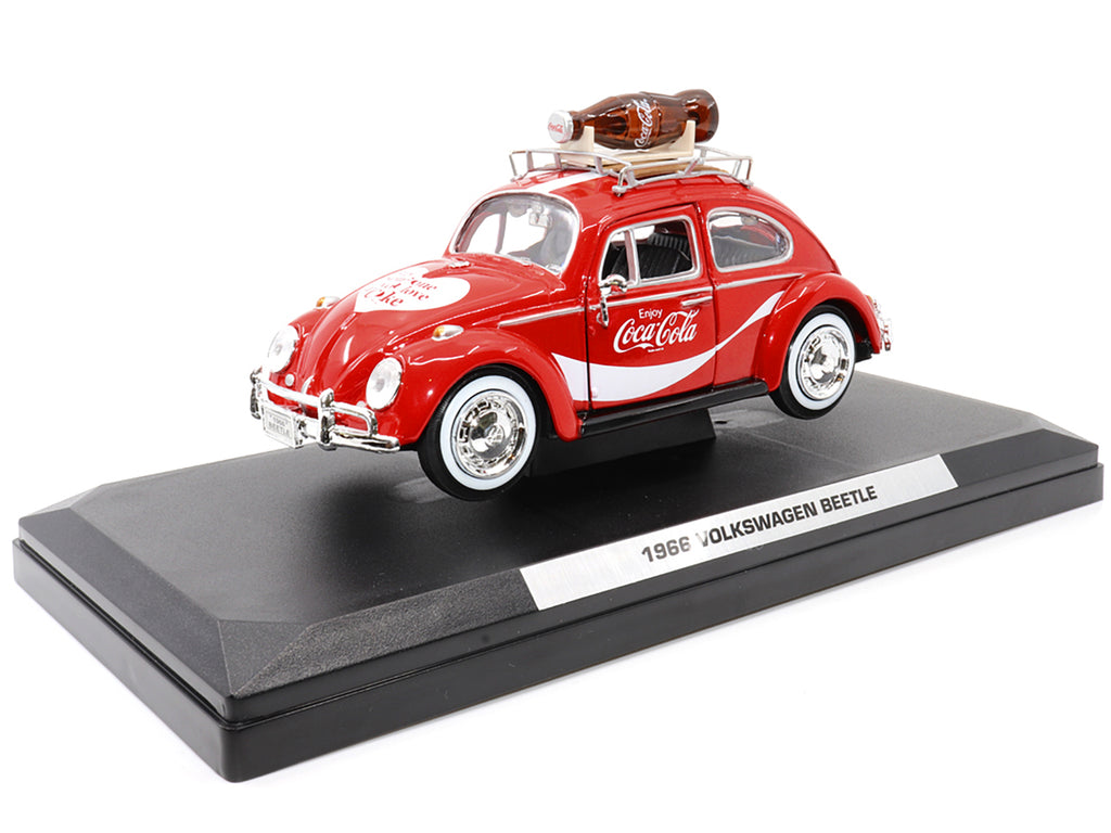 1966 Volkswagen Beetle Red 'Enjoy Coca-Cola' with Roof Rack and Accessories 1/24 Diecast Model Car by Motor City Classics