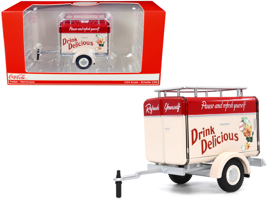 Travel Trailer Cream with Red Top 'Pause and Refresh Yourself Drink Delicious Coca-Cola' 1/24 Diecast Model Car by Motor City Classics