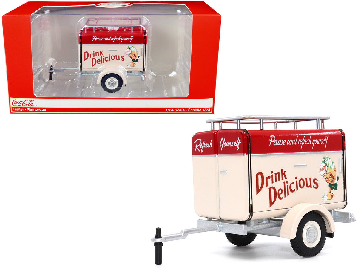Travel Trailer Cream with Red Top 'Pause and Refresh Yourself Drink Delicious Coca-Cola' 1/24 Diecast Model Car by Motor City Classics