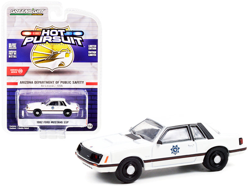 1982 Ford Mustang SSP White 'Arizona Department of Public Safety' 'Hot Pursuit' Series 39 1/64 Diecast Model Car by Greenlight