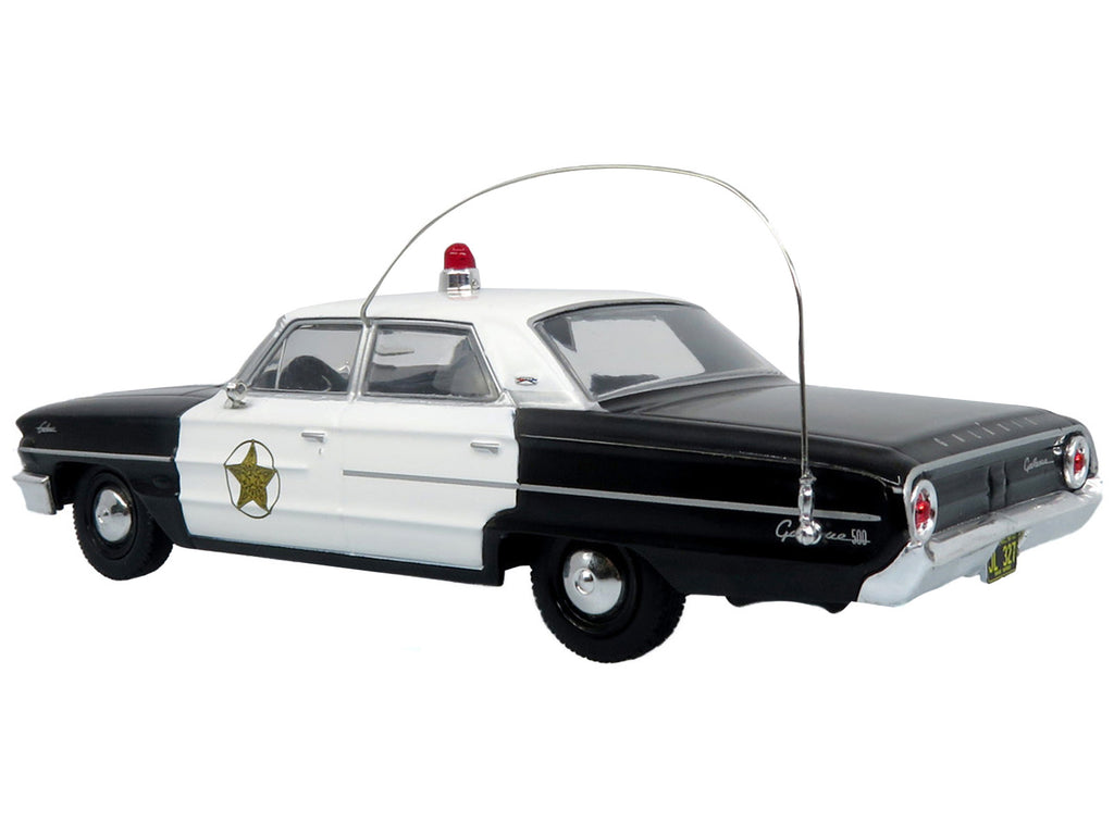 1964 Ford Galaxie 500 Police Car 'Mount Airy Mayberry Sheriff' Black and White 1/43 Diecast Model by Iconic Replicas