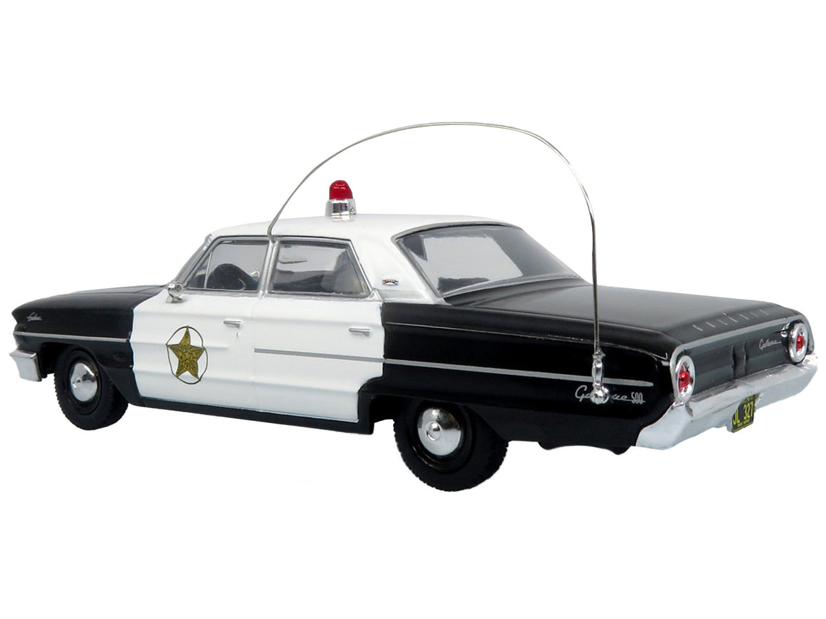 1964 Ford Galaxie 500 Police Car 'Mount Airy Mayberry Sheriff' Black and White 1/43 Diecast Model by Iconic Replicas