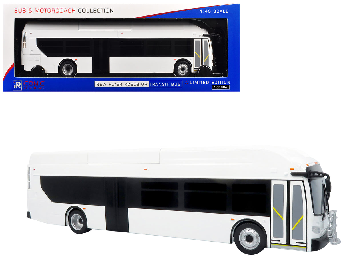 New Flyer Xcelsior Transit Bus Bank White 'The Bus & Motorcoach Collection' Limited Edition to 504 Pieces Worldwide 1/43 Model by Iconic Replicas