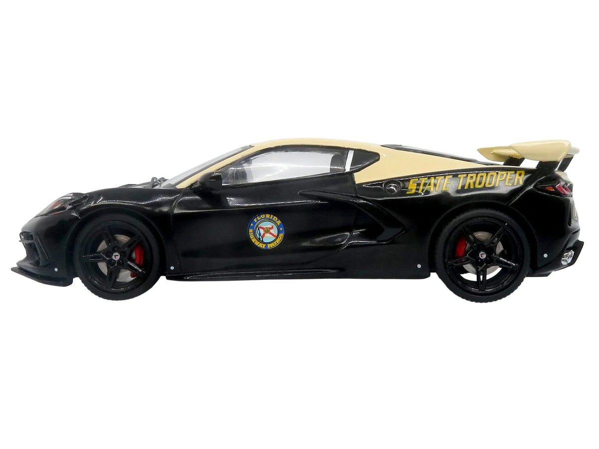 2023 Chevrolet Corvette C8 Stingray Police Interceptor 'Florida Highway Patrol (FHP)' Black with Cream Top 1/43 Diecast Model by Iconic Replicas