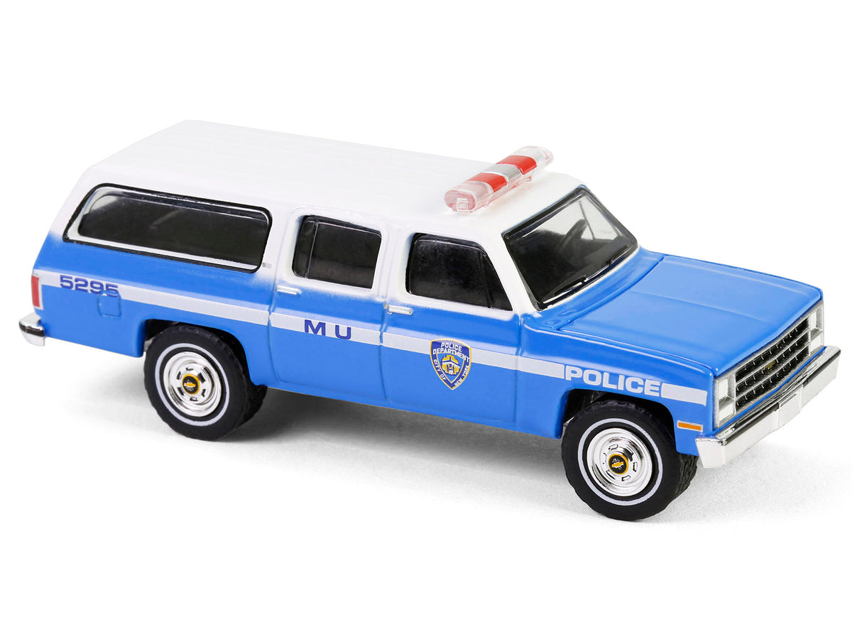 1990 Chevrolet Suburban K2500 Scottsdale 'NYPD (New York City Police Department)' Blue with White Top 'Hot Pursuit' Series 46 1/64 Diecast Model Car by Greenlight