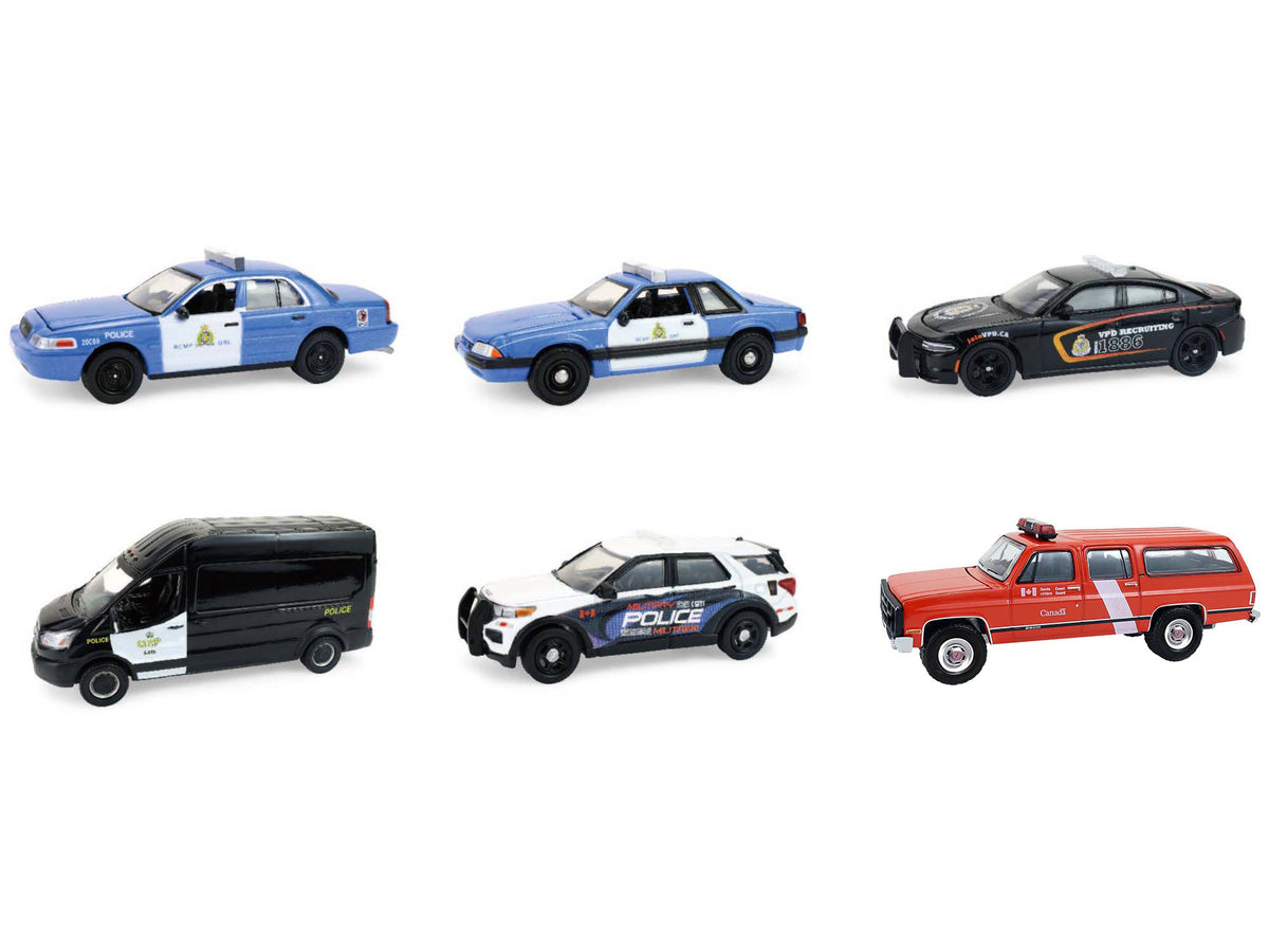 'Hot Pursuit - Canada Special Edition' Set of 6 Police Cars 1/64 Diecast Model Cars by Greenlight
