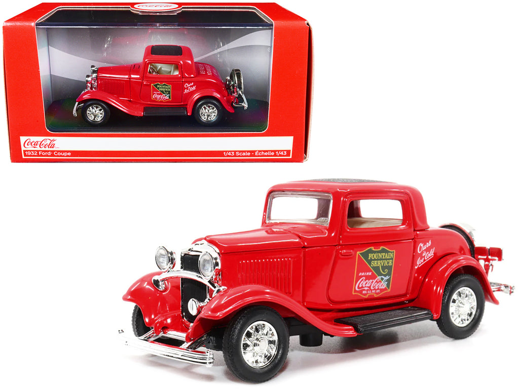 1932 Ford Coupe 'Coca-Cola' Red with Black Top 1/43 Diecast Model Car by Motor City Classics