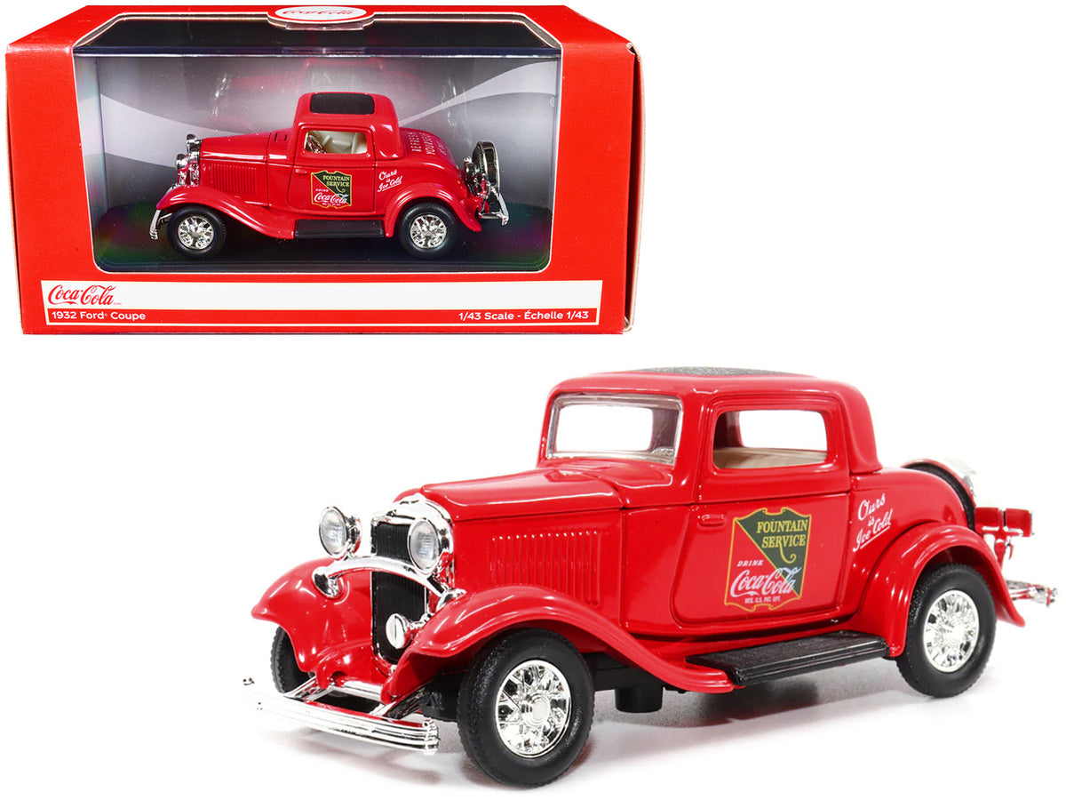 1932 Ford Coupe 'Coca-Cola' Red with Black Top 1/43 Diecast Model Car by Motor City Classics