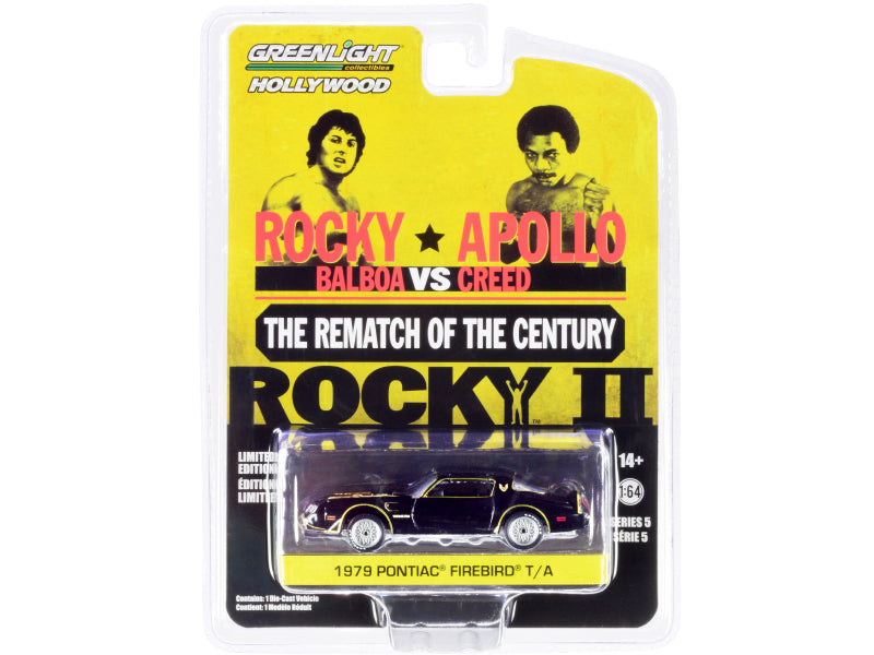 1979 Pontiac Firebird Trans Am T/A Black with Hood Bird 'Rocky II' (1979) Movie 'Hollywood Series' Release 5 1/64 Diecast Model Car by Greenlight