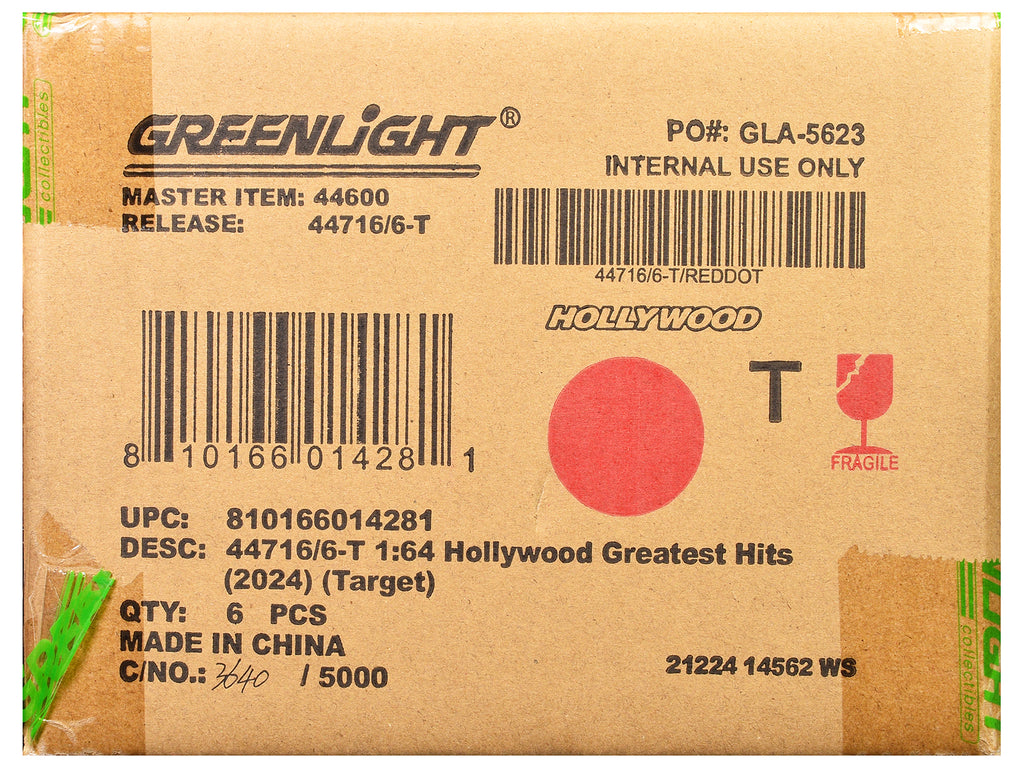 'Hollywood Greatest Hits' (2024) Set of 6 pieces 1/64 Diecast Model Cars by Greenlight