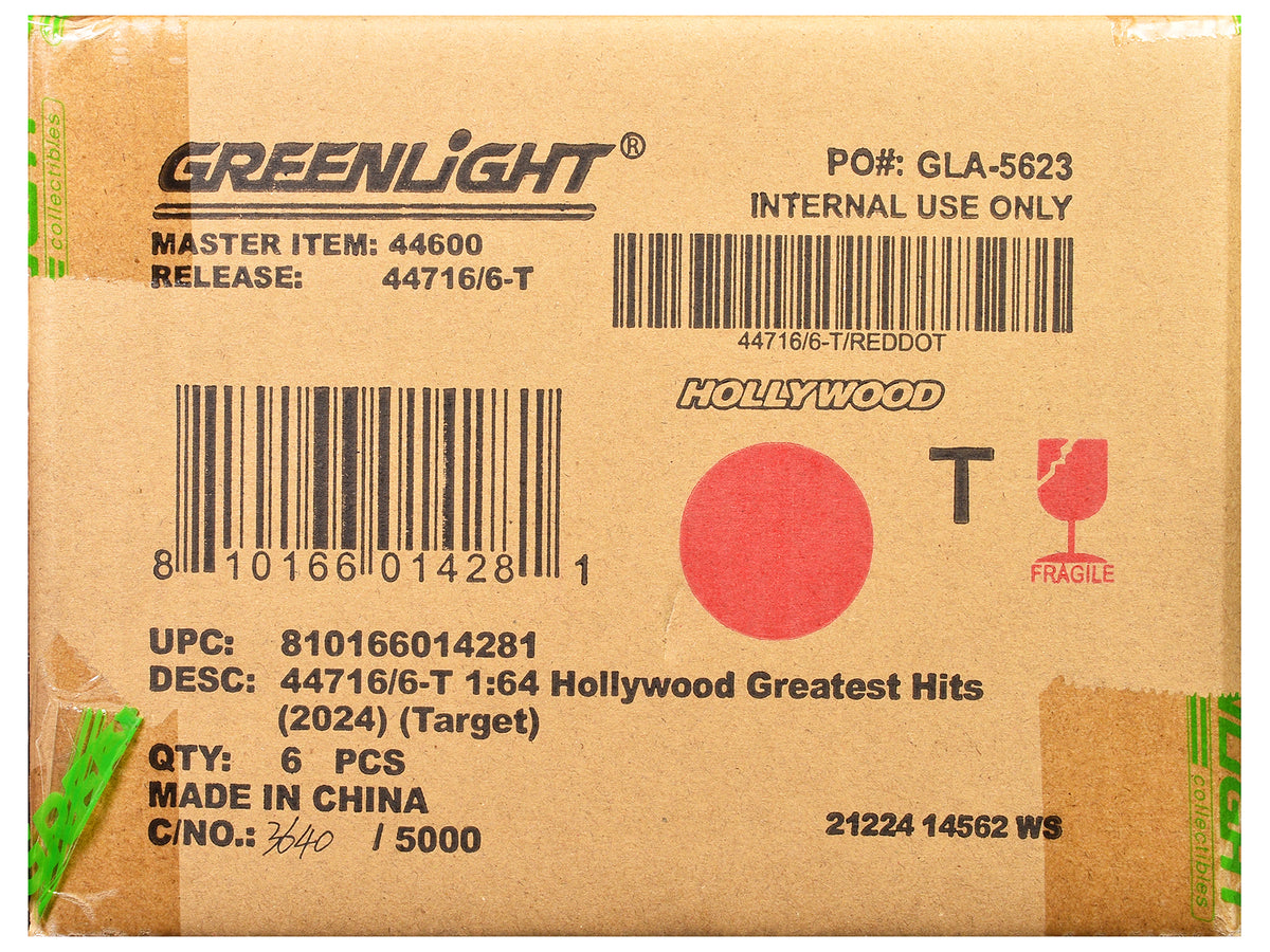 'Hollywood Greatest Hits' (2024) Set of 6 pieces 1/64 Diecast Model Cars by Greenlight