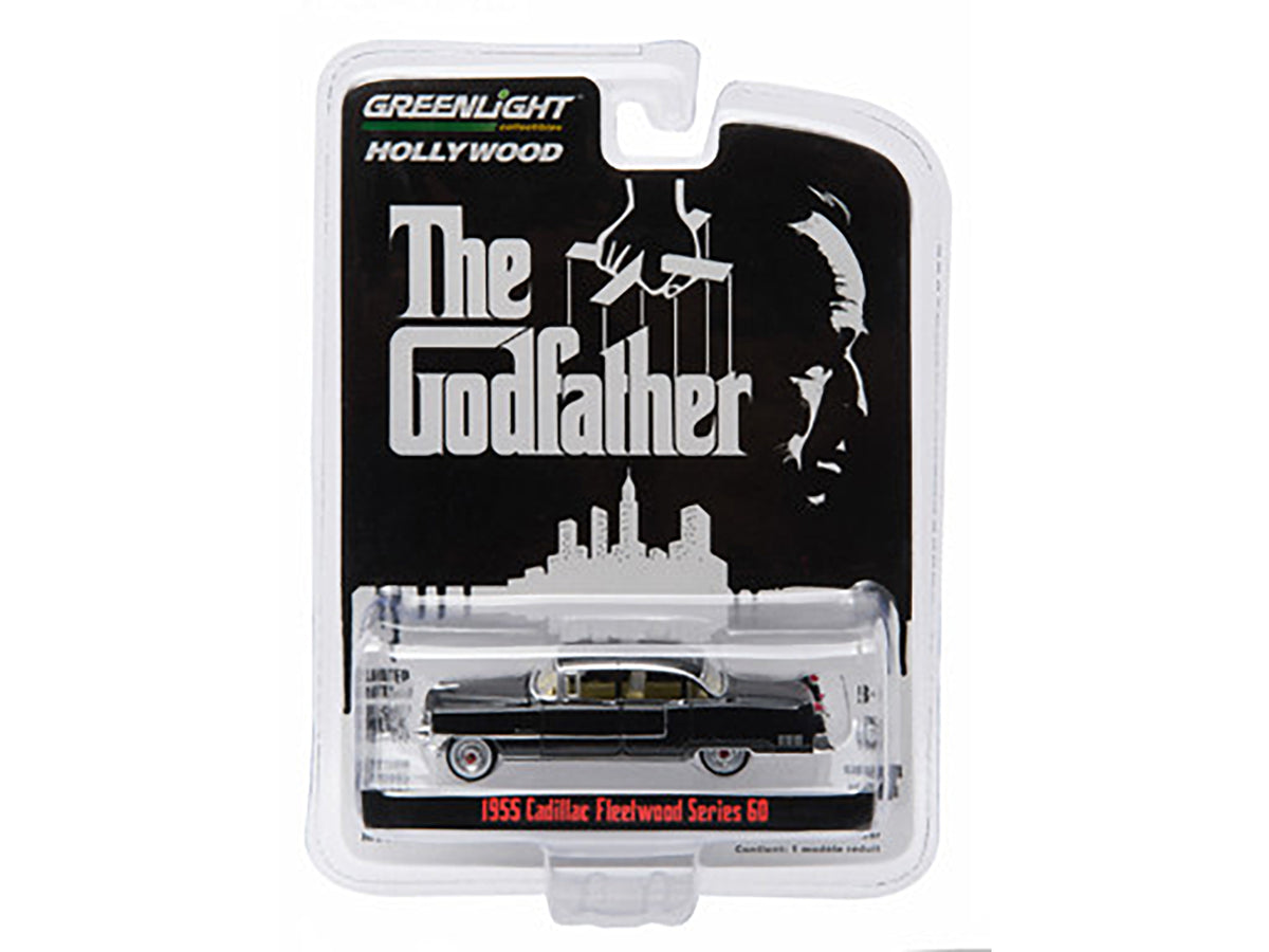 1955 Cadillac Fleetwood Series 60 Black 'The Godfather' (1972) Movie 'Hollywood Series' Release 14 1/64 Diecast Model Car by Greenlight