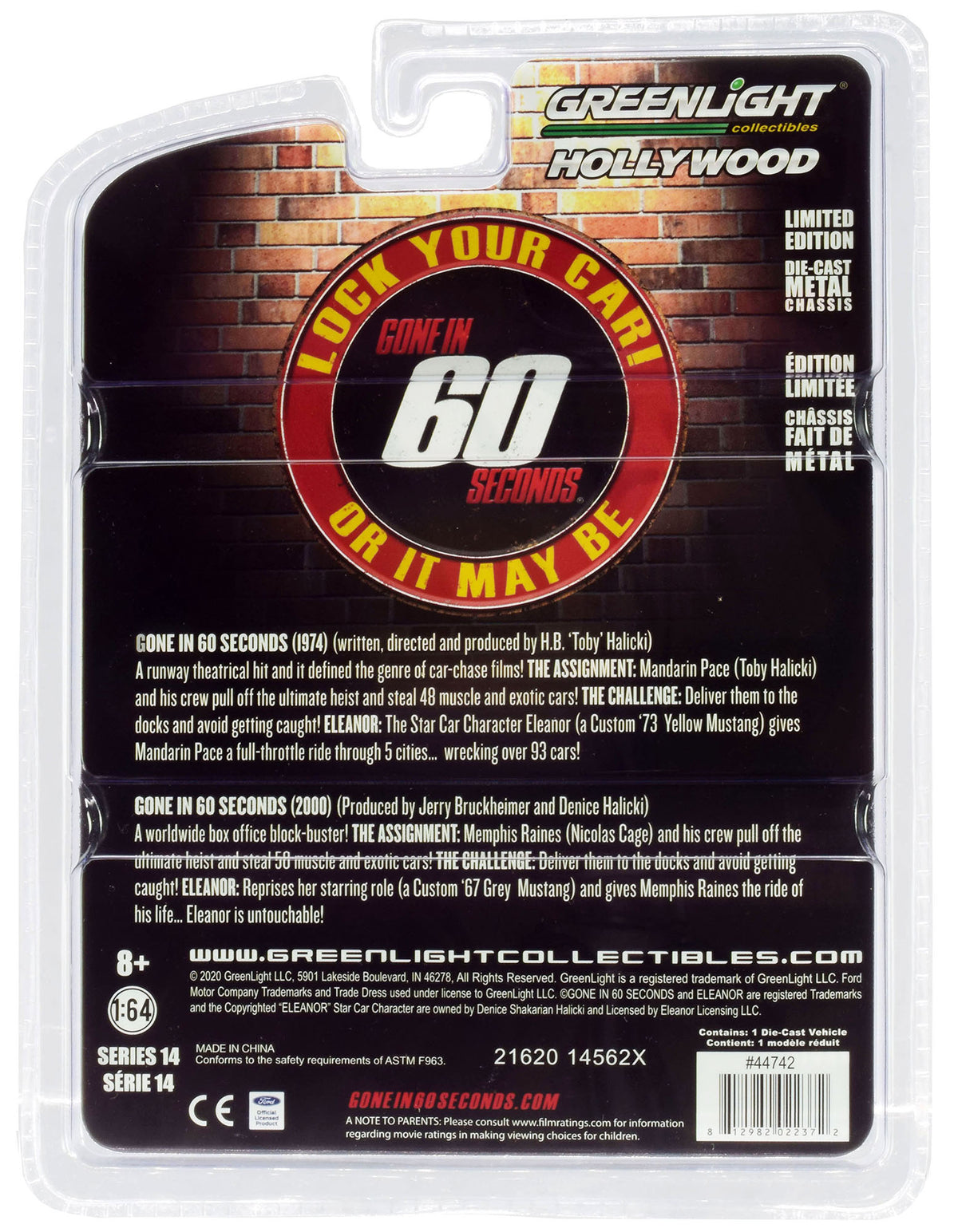 1967 Ford Mustang Custom 'Eleanor' 'Gone in 60 Sixty Seconds' (2000) Movie 1/64 Diecast Car Model by Greenlight