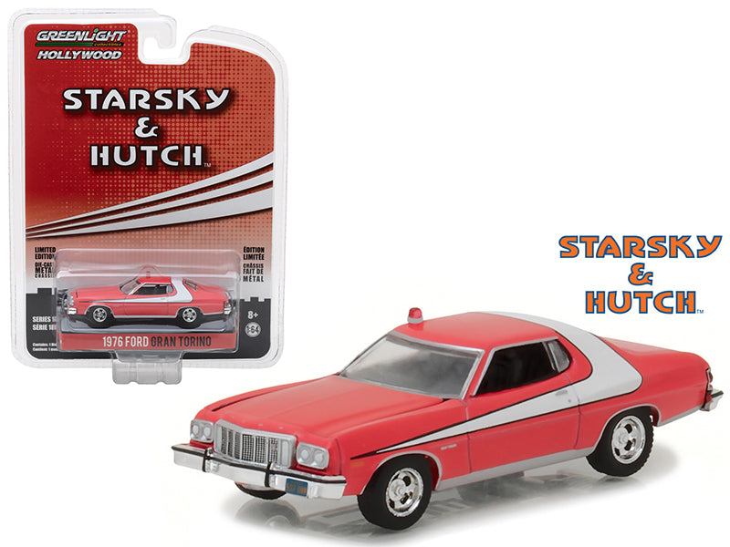 1976 Ford Gran Torino Red with White Stripe 'Starsky and Hutch' (1975-1979) TV Series 'Hollywood Series' Release 18 1/64 Diecast Model Car by Greenlight