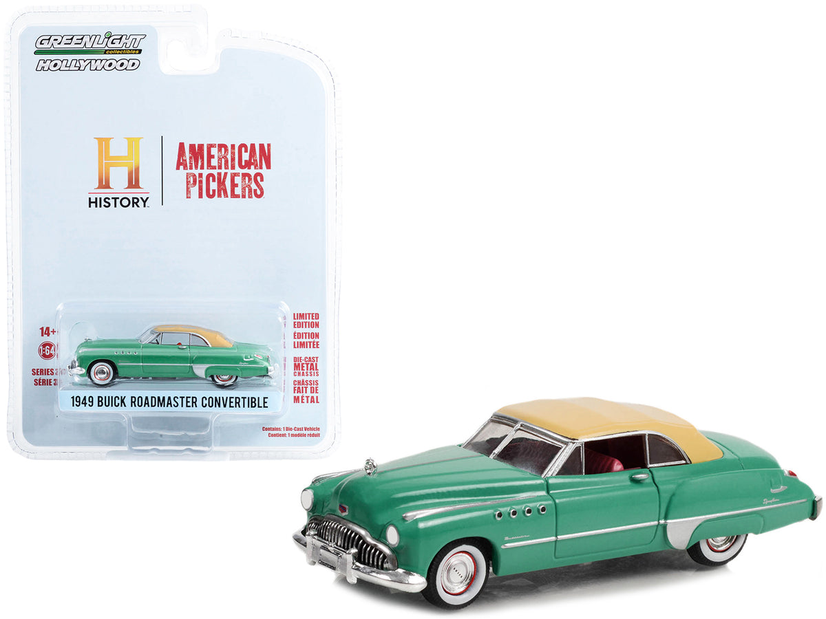 1949 Buick Roadmaster Convertible Green with Tan Soft Top 'American Pickers' (2010-Current) TV Series 'Hollywood Series' Release 37 1/64 Diecast Model Car by Greenlight