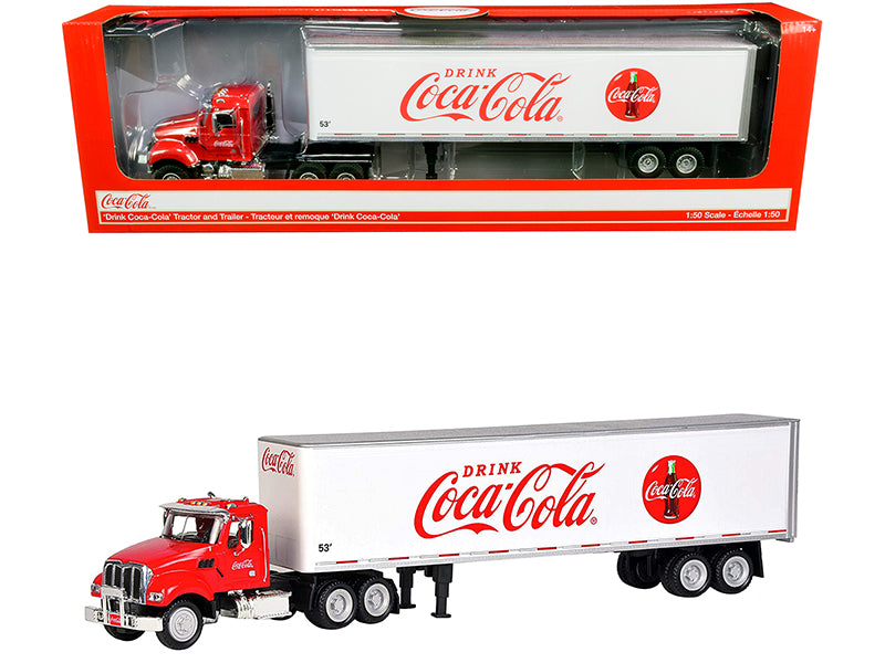 Truck Tractor with 53' Trailer 'Drink Coca-Cola' Red and White 1/50 Diecast Model by Motorcity Classics