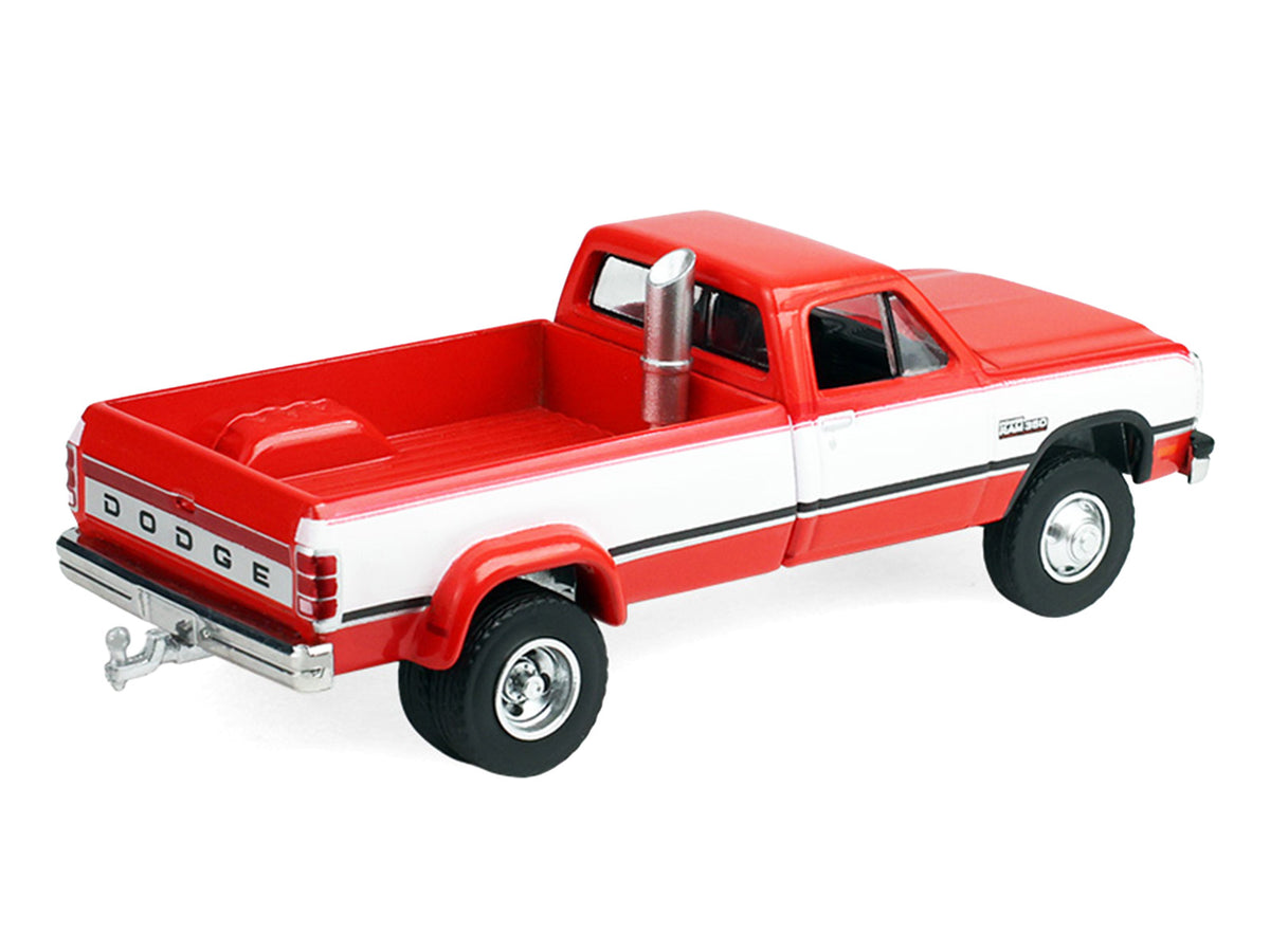 1993 Dodge Ram D350 Dually Red and White with Exhaust with Bumper Weights 'Dually Drivers' Series 17 1/64 Diecast Model Car by Greenlight