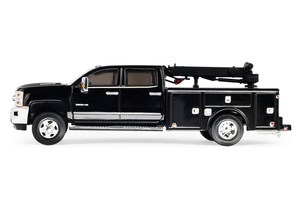 2016 Chevrolet Silverado 3500 Dually Crane Truck Black 'Dually Drivers' Series 17 1/64 Diecast Model Car by Greenlight