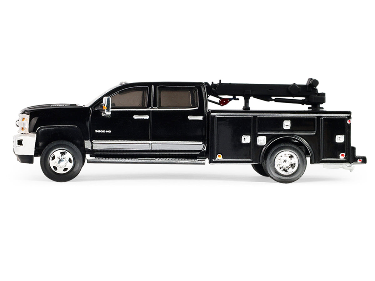 2016 Chevrolet Silverado 3500 Dually Crane Truck Black 'Dually Drivers' Series 17 1/64 Diecast Model Car by Greenlight