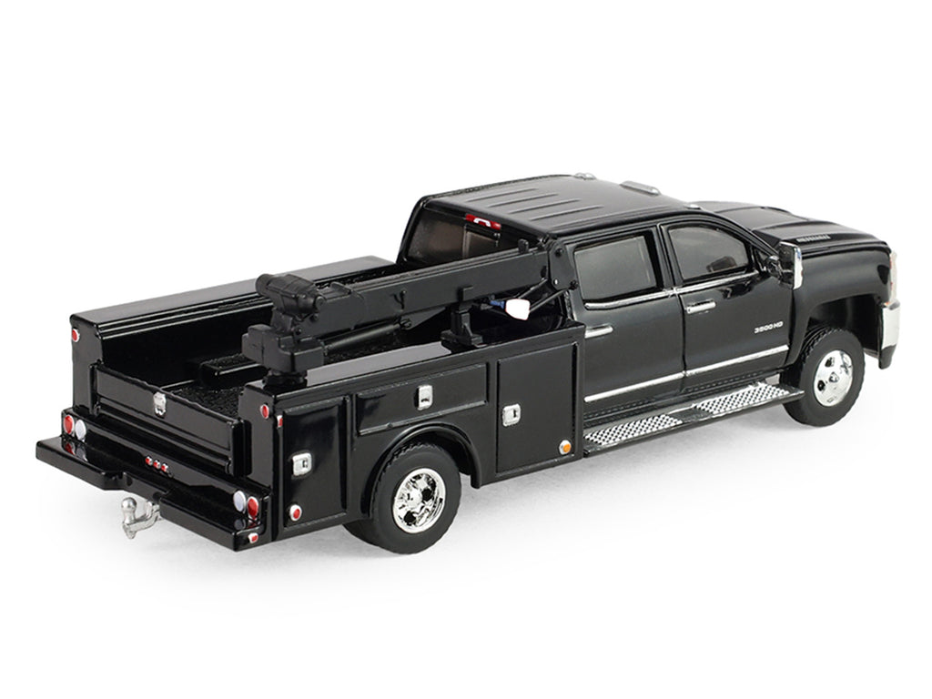 2016 Chevrolet Silverado 3500 Dually Crane Truck Black 'Dually Drivers' Series 17 1/64 Diecast Model Car by Greenlight