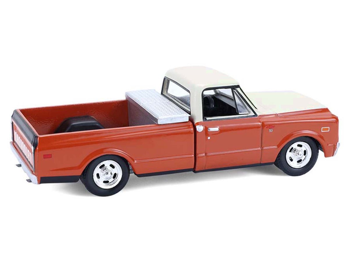 1968 Chevrolet C-10 Pickup Truck with Toolbox Orange and Beige 'Down on the Farm' Series 11 1/64 Diecast Model by Greenlight