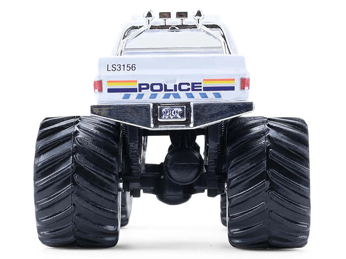 1986 Chevrolet Silverado Monster Truck 'Royal Canadian Mounted Police' White with Stripes 'Kings of Crunch - Hot Pursuit' Special Edition 1/64 Diecast Model Car by Greenlight